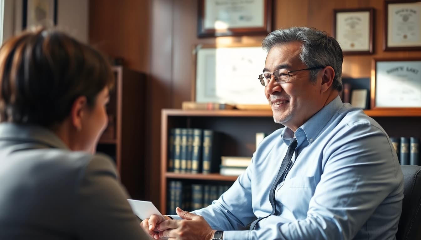 Engaged conversation with a Manassas Personal Injury Lawyer in a professional office setting