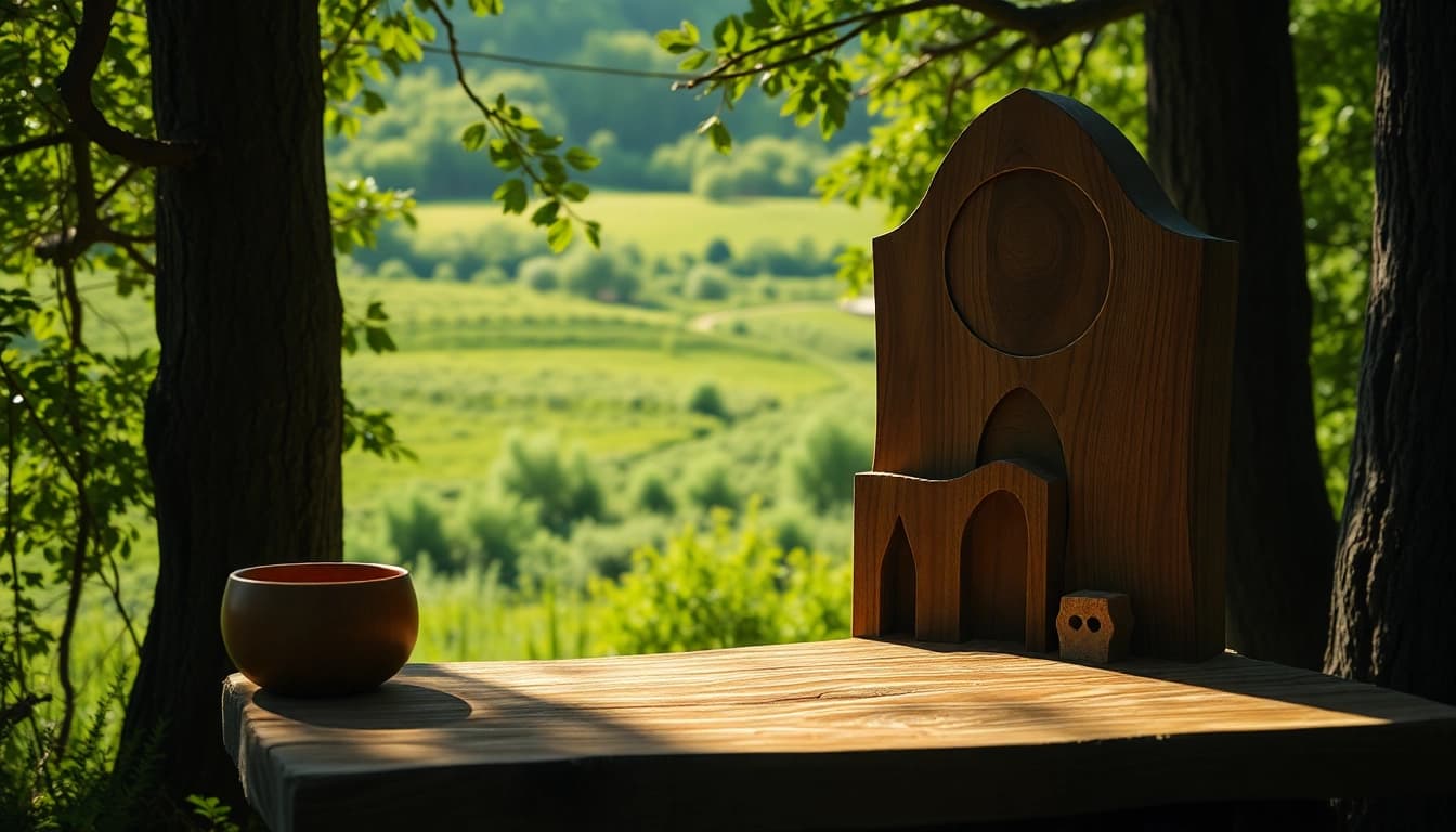 Colmenas de madera en un entorno natural, mostrando su diseño artesanal y único.