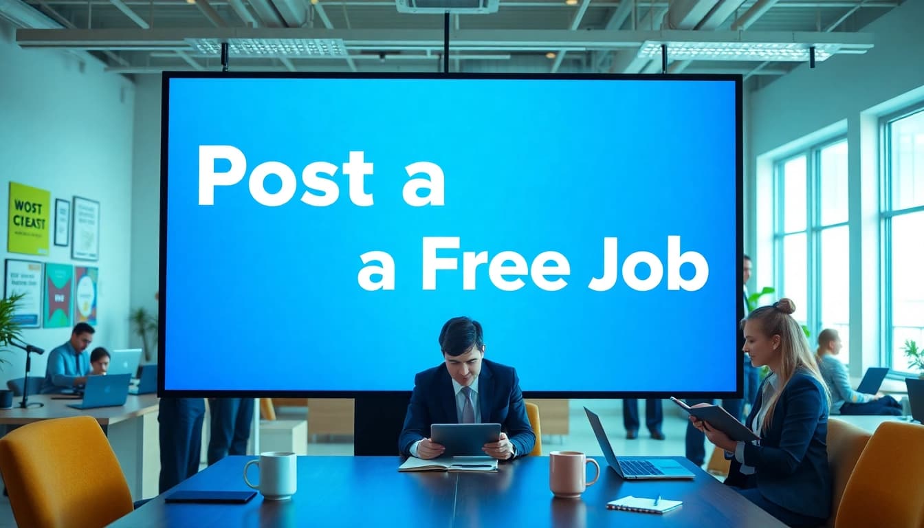 Engaging atmosphere showcasing a free job post process in a professional office
