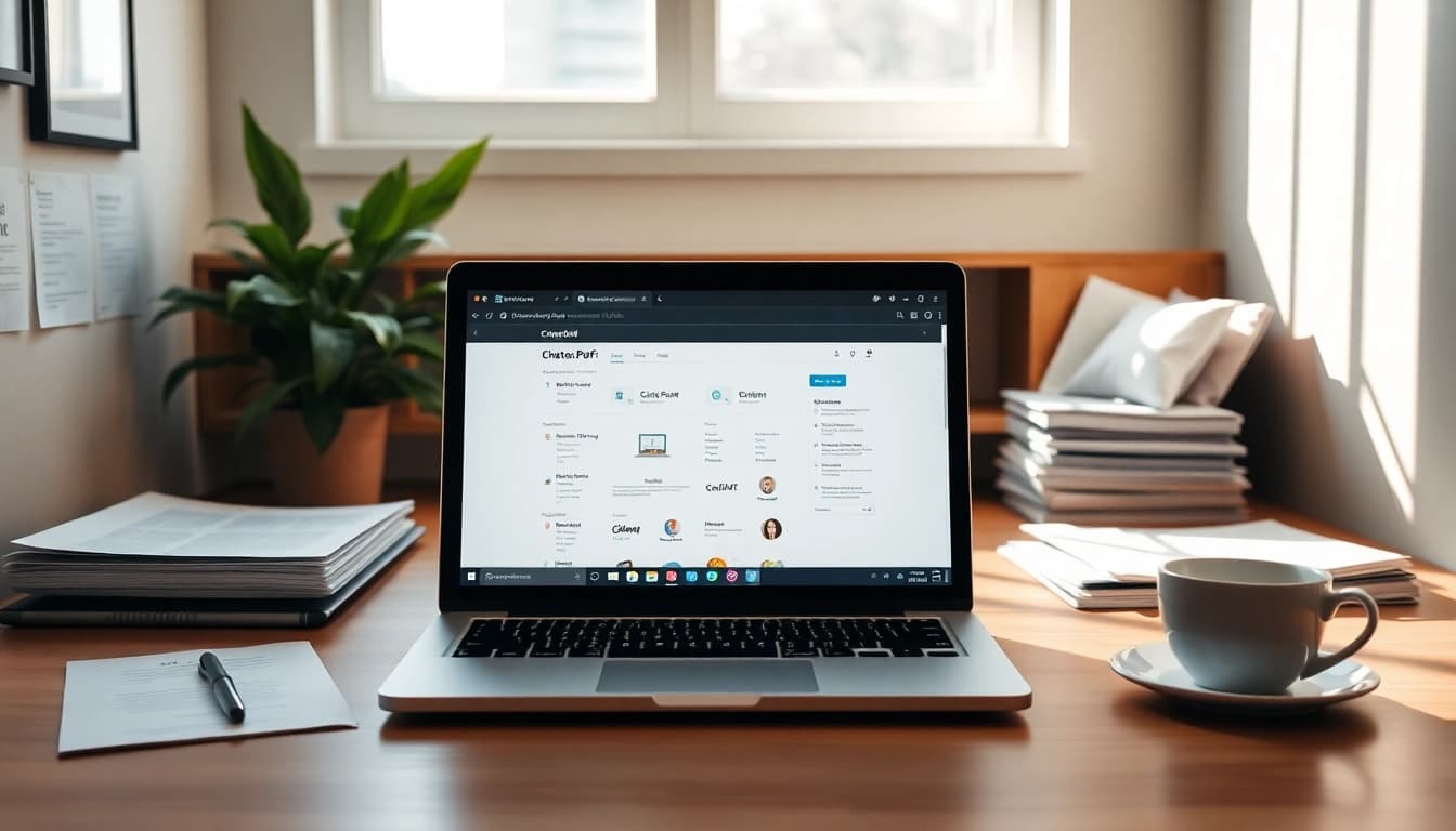 Transform WhatsApp chats into PDFs using https://chattopdf.app in a bright, professional workspace setting.
