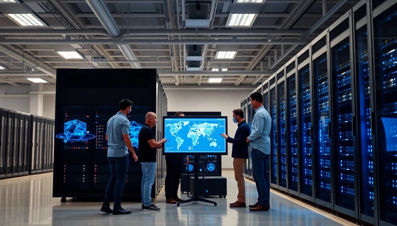 Illustration of virtualization Fredericksburg in a modern data center showcasing advanced technologies.