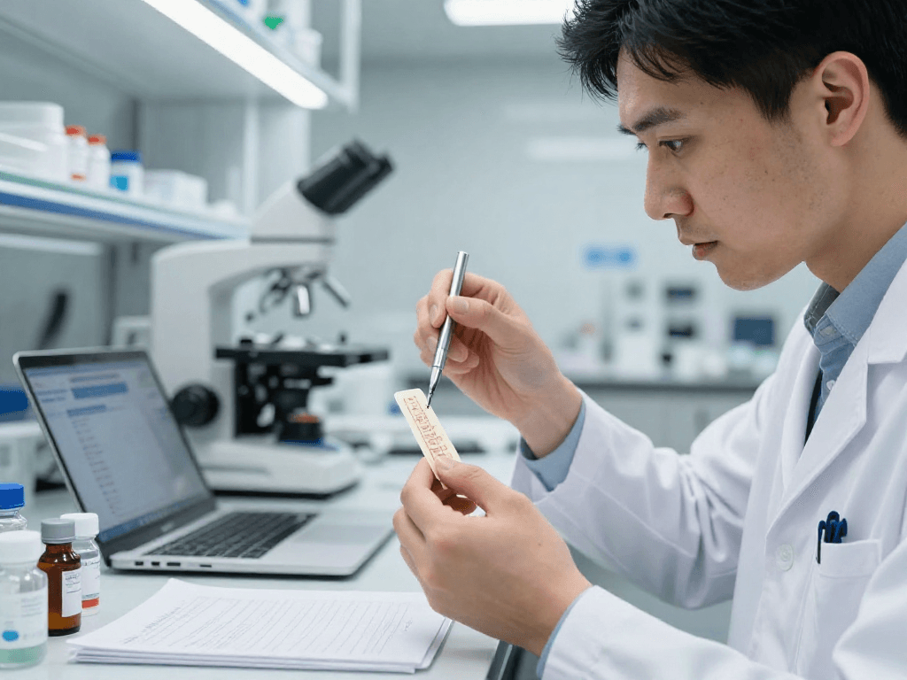 BPC 157 Benefits in a scientific lab, showcasing innovative buccal strip research and ingredient analysis.