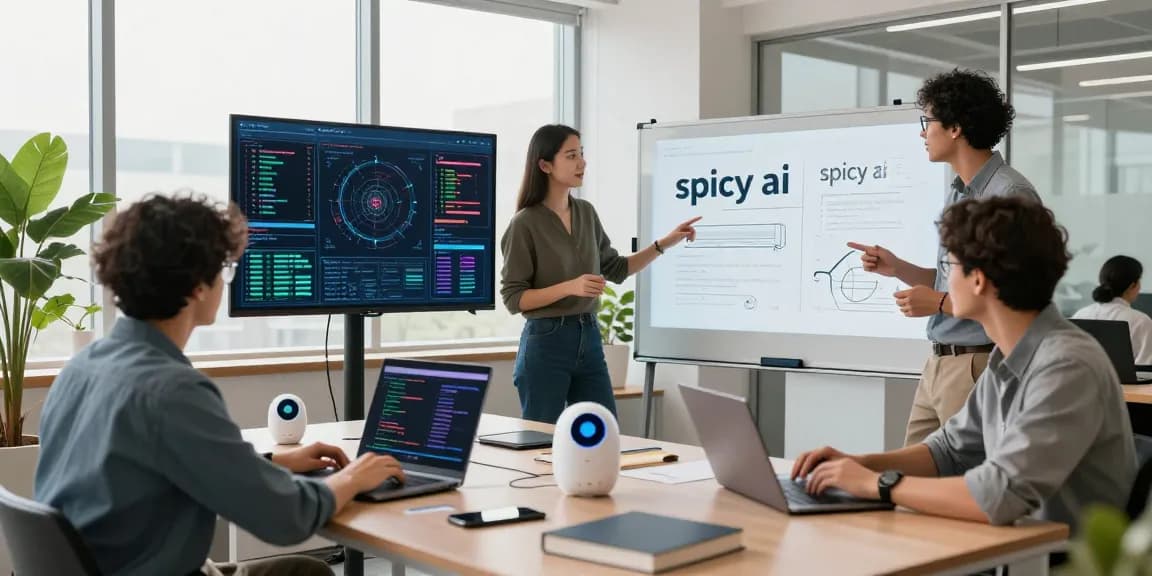 Collaboration in a tech workspace focusing on spicy ai innovations and data analytics.