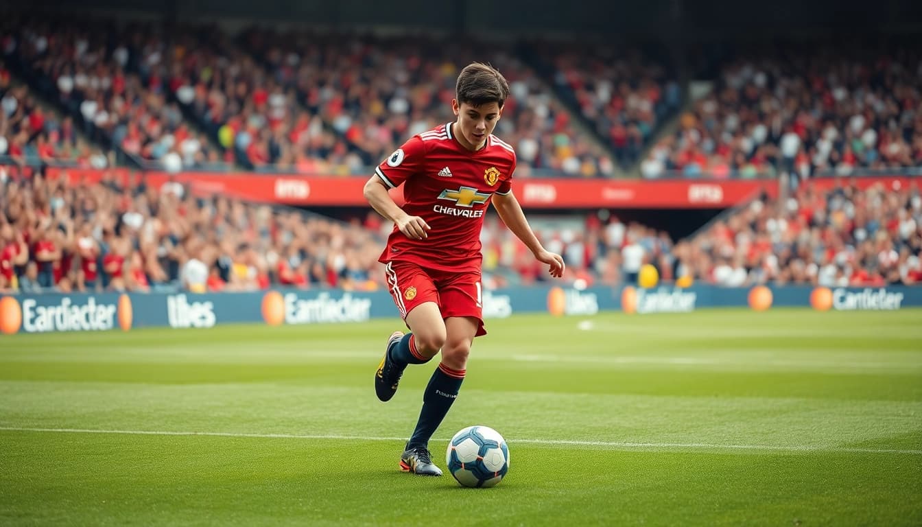 Watch Alejandro Garnacho skillfully maneuver the ball on the pitch at https://diknews.co.uk/alejandro-garnacho/ with a fierce determination.