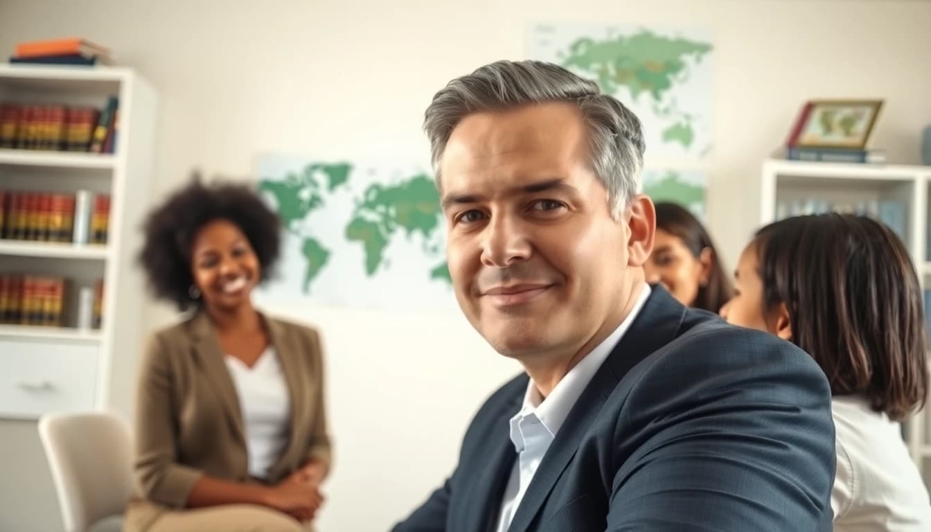 New Hampshire Immigration Attorney advising a diverse family in a professional office environment.