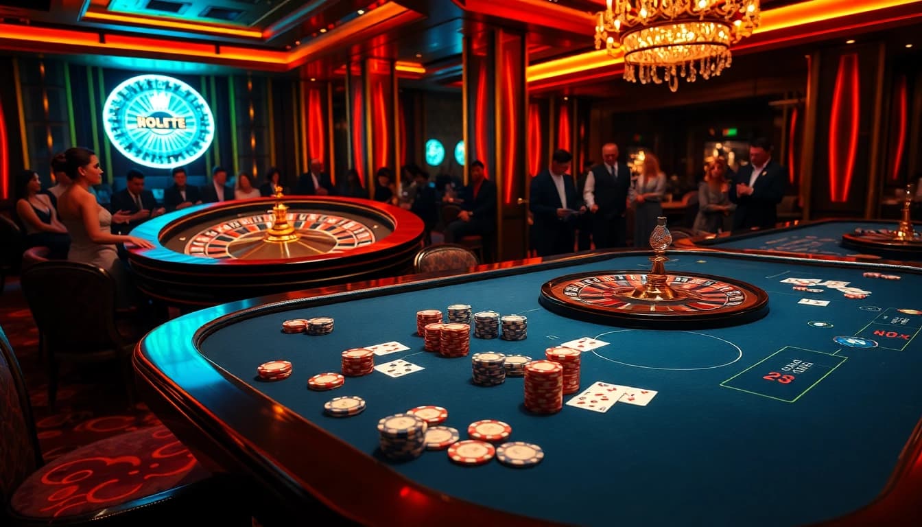 A poker player strategizing on the hidden wiki 2026, surrounded by casino excitement and vibrant gaming elements.