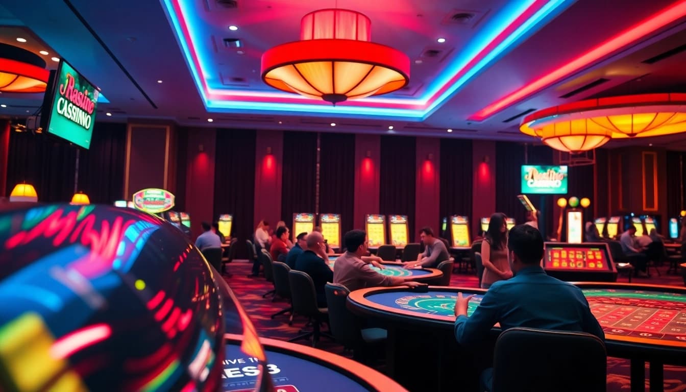 Jogadores aproveitando a emoção das apostas na Bet da Sorte em um cassino vibrante.
