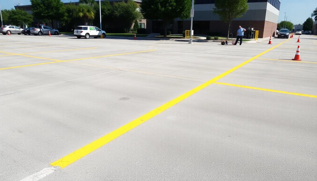 Experience expert parking lot striping Lakeland Drive Jackson MS for enhanced safety and organization.