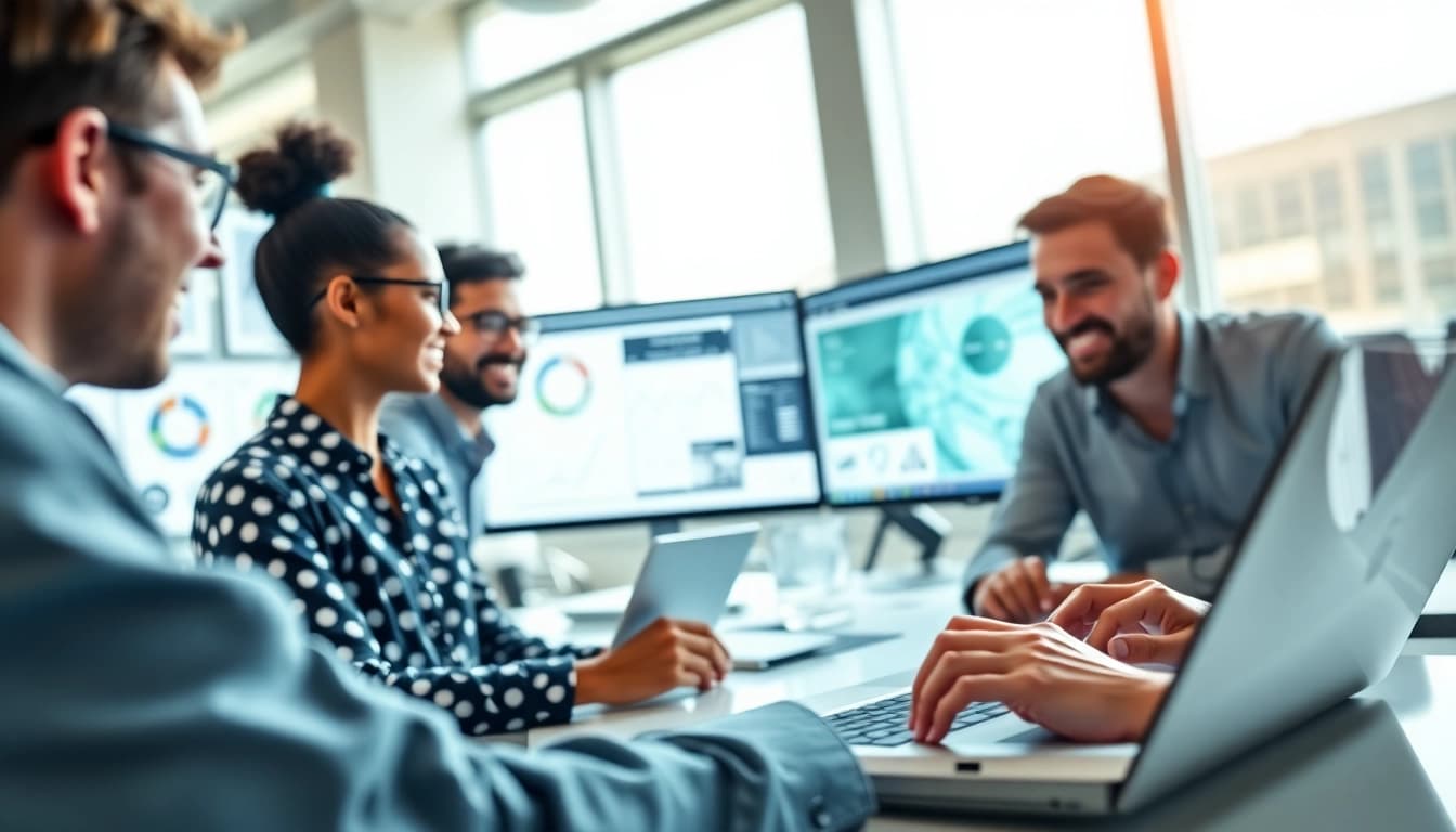 Experience exceptional edmonton web design with a dynamic team collaborating on creative projects.