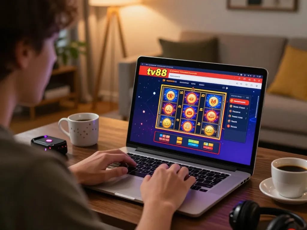Player enjoying online gambling experience on tv88 interface with engaging slot visuals