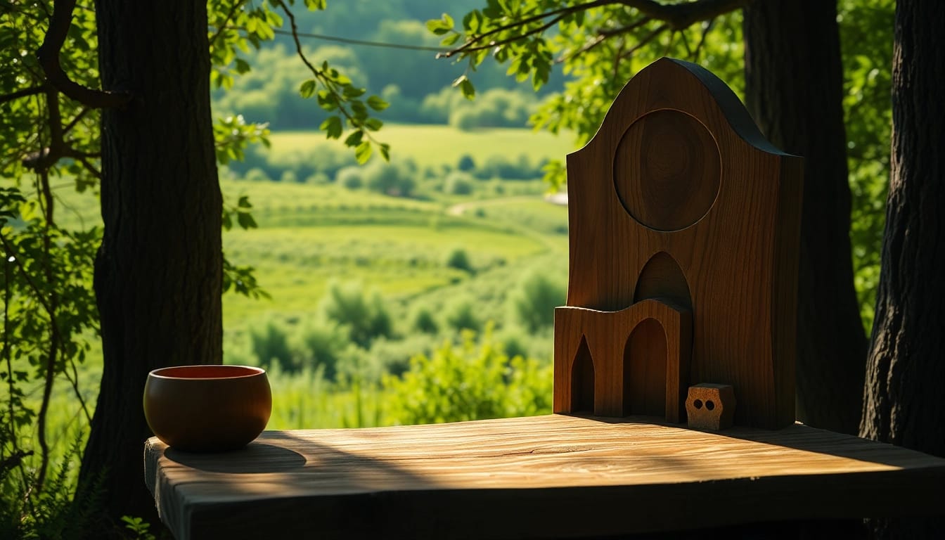 Colmenas de madera en un entorno natural, mostrando su diseño artesanal y único.