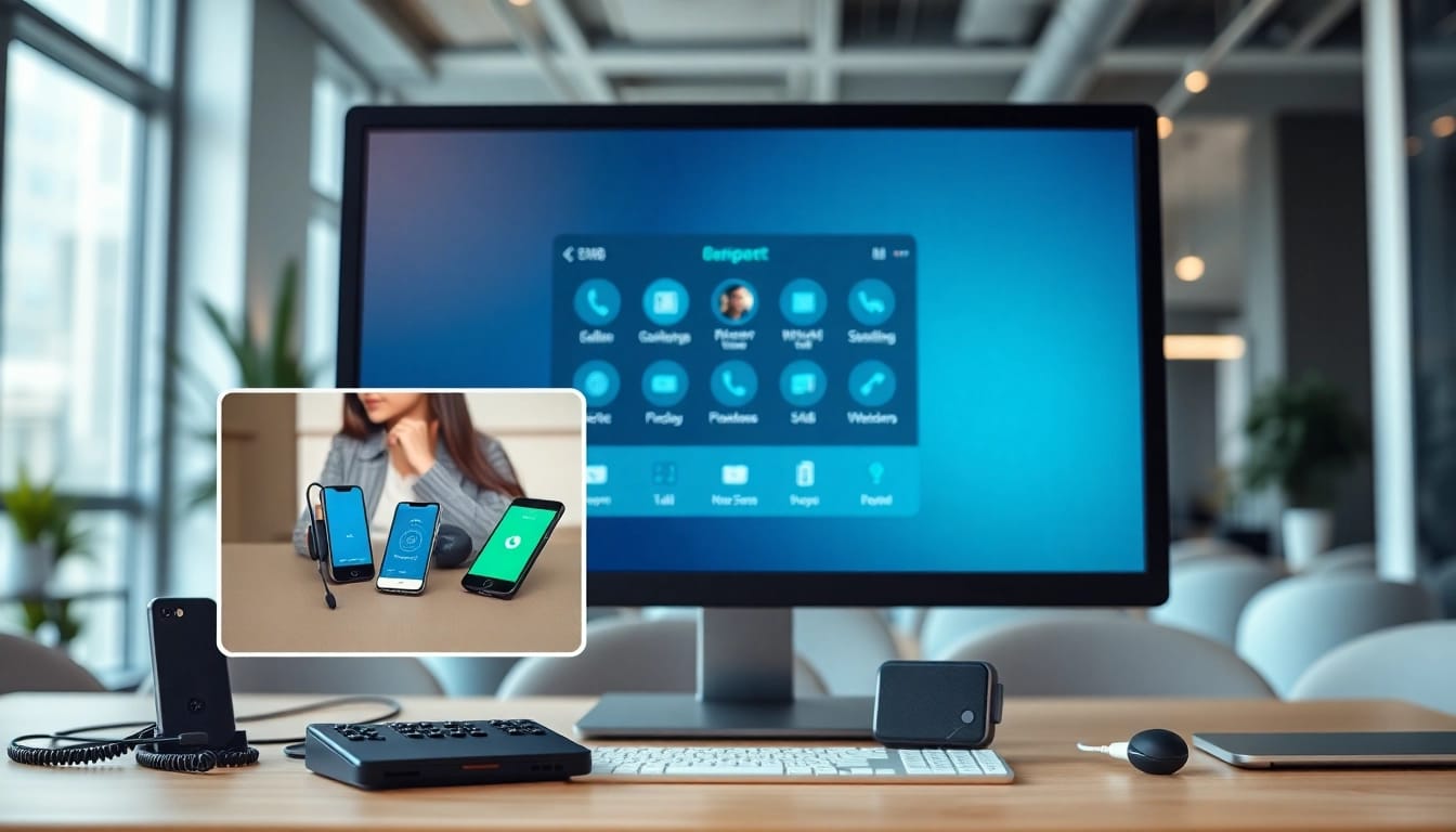 Utilizing remote call control technology in a modern office setup for effective communication.