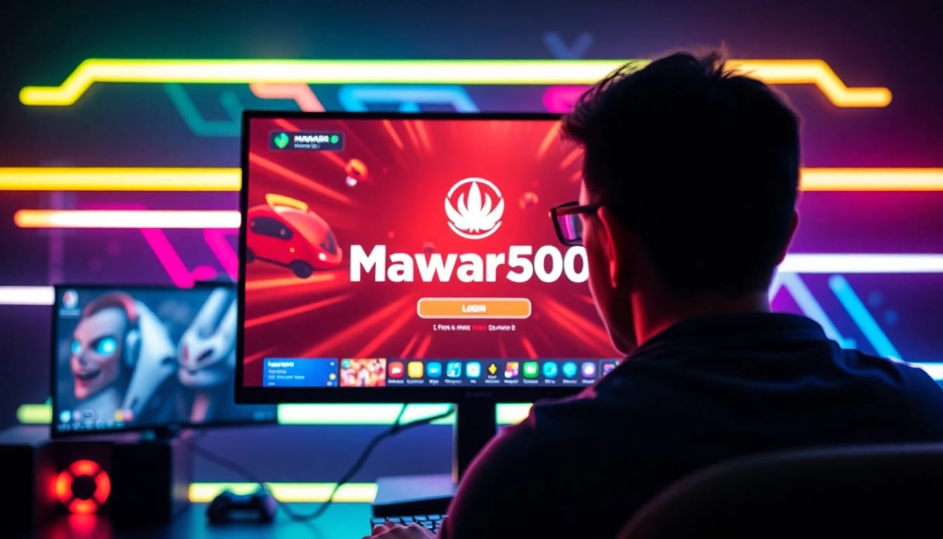 Masuk ke dunia mawar500 login game dengan antarmuka gaming yang modern dalam suasana ceria.