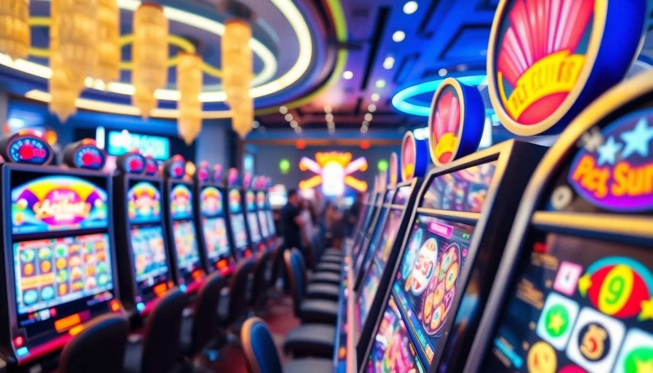Menangkan slot88 dengan berbagai mesin slot berwarna cerah yang berputar.