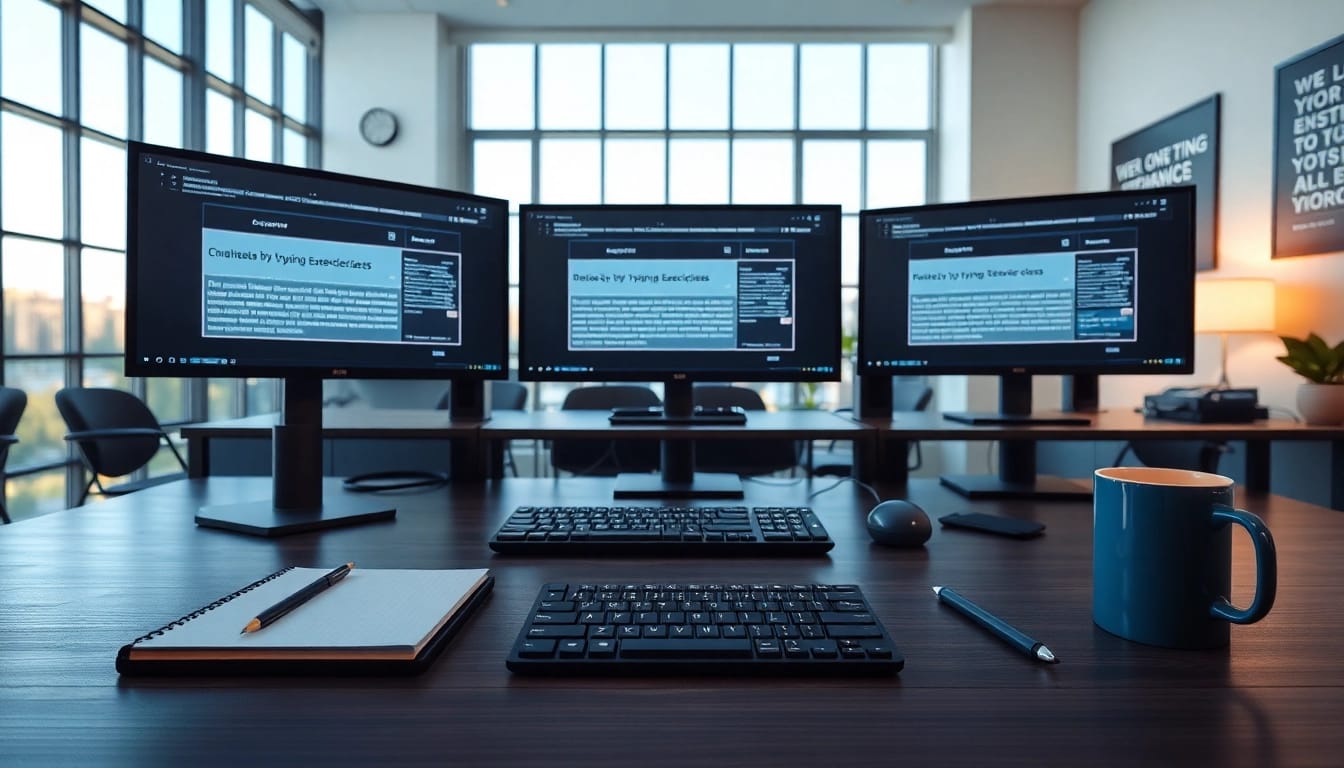 Engaged individuals in a typing center, focusing on enhancing their typing skills through modern techniques and exercises.