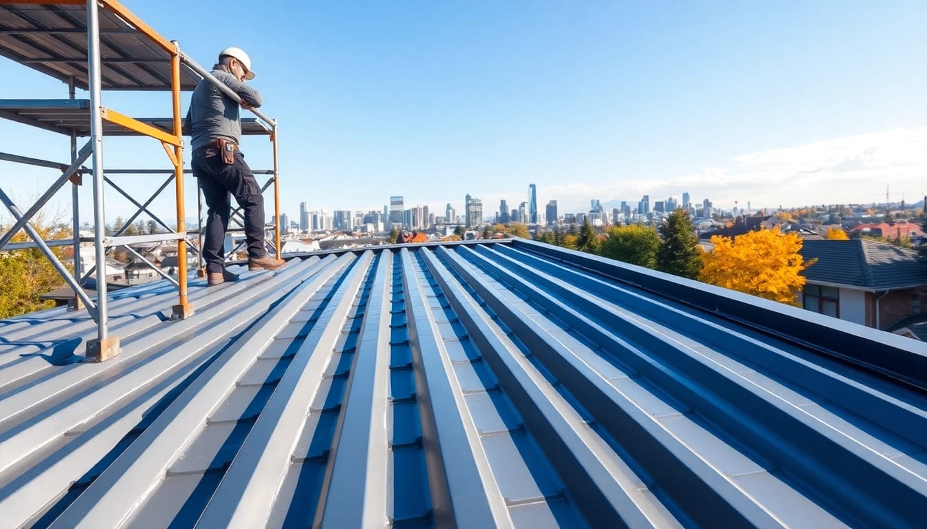 Installers working on metal roofing vancouver showcasing modern craftsmanship and expert techniques.