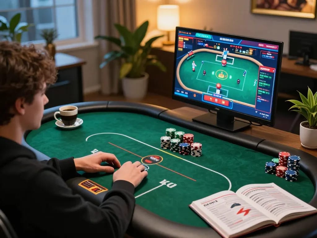 Playing poker online with giường bệnh nhân design themed chips and vibrant atmosphere