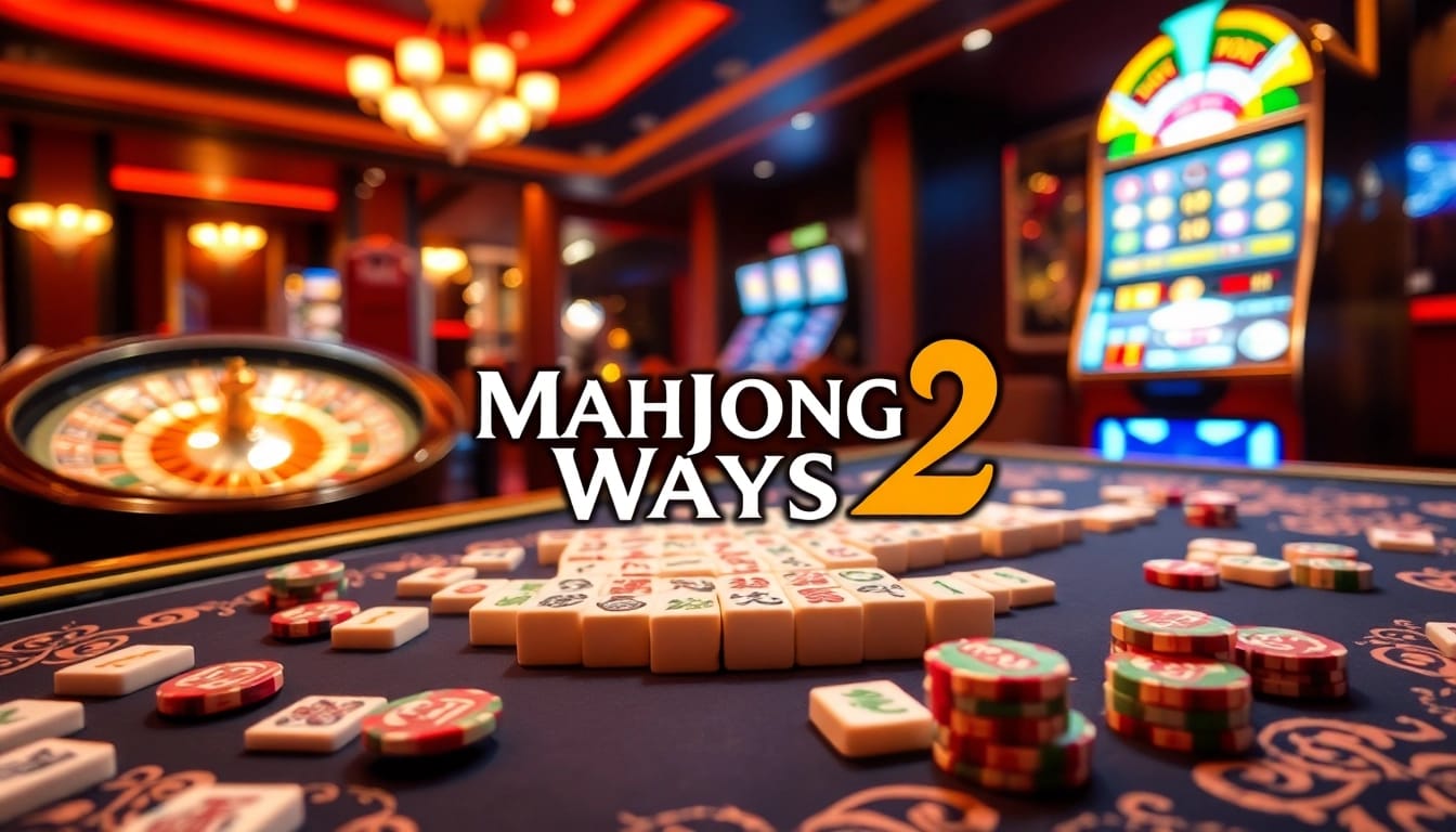 Experience Mahjong Ways 2 gameplay at a vibrant casino table with colorful chips and mahjong tiles.