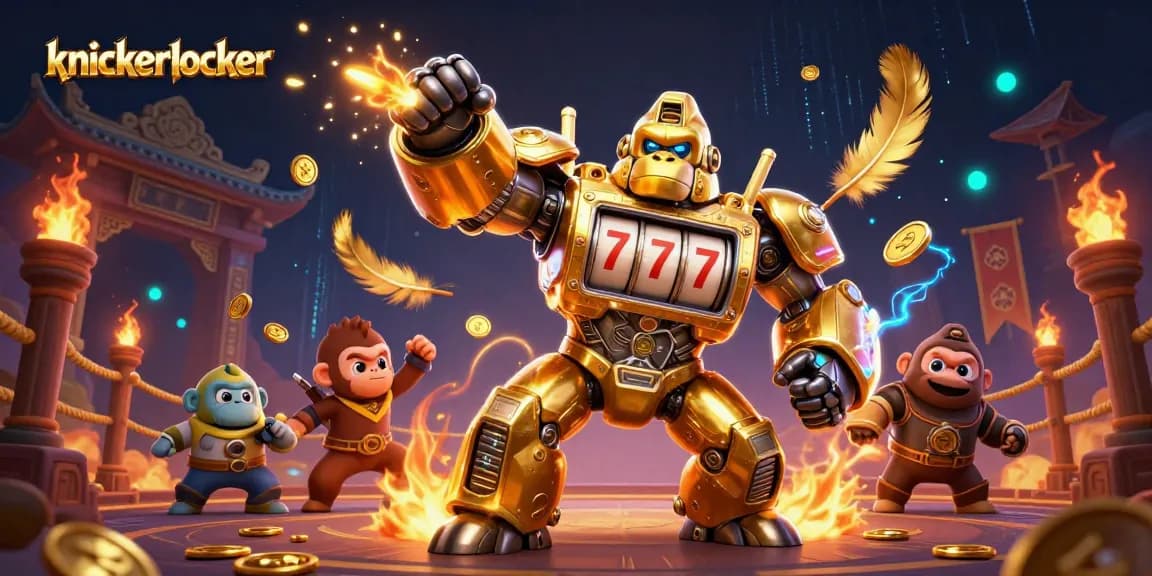 Engage with knickerlocker’s excitement in this thrilling 3D casino illustration featuring a vibrant gorilla mech.