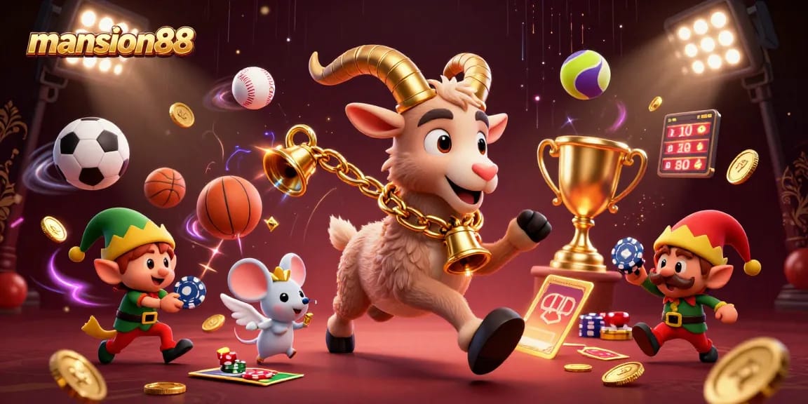 Immerse in mansion88's thrilling casino world with lively characters and gaming elements.