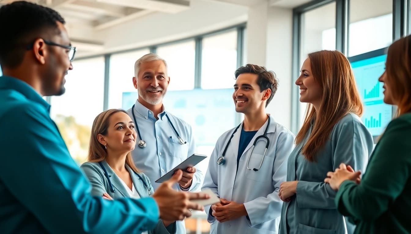 Engaging discussion on Health trends among professionals in a modern office