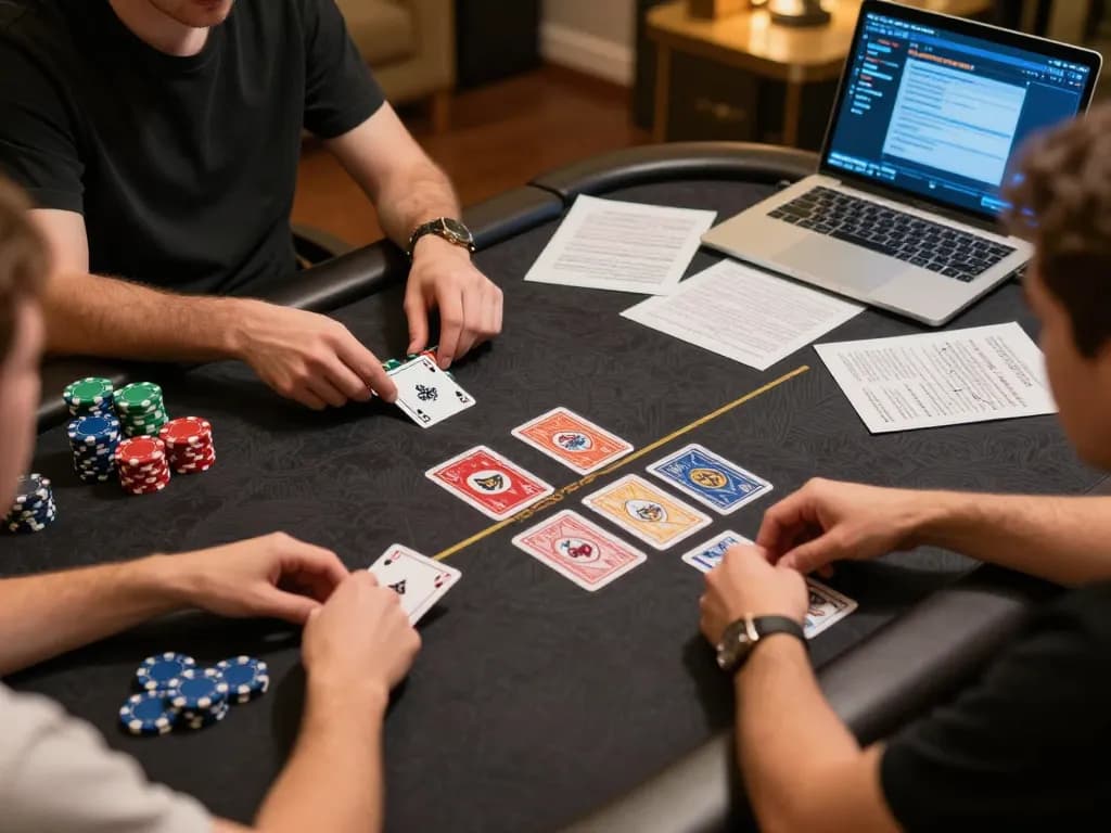 Engaging online poker gameplay at Manclub with players focused on their cards and chips.