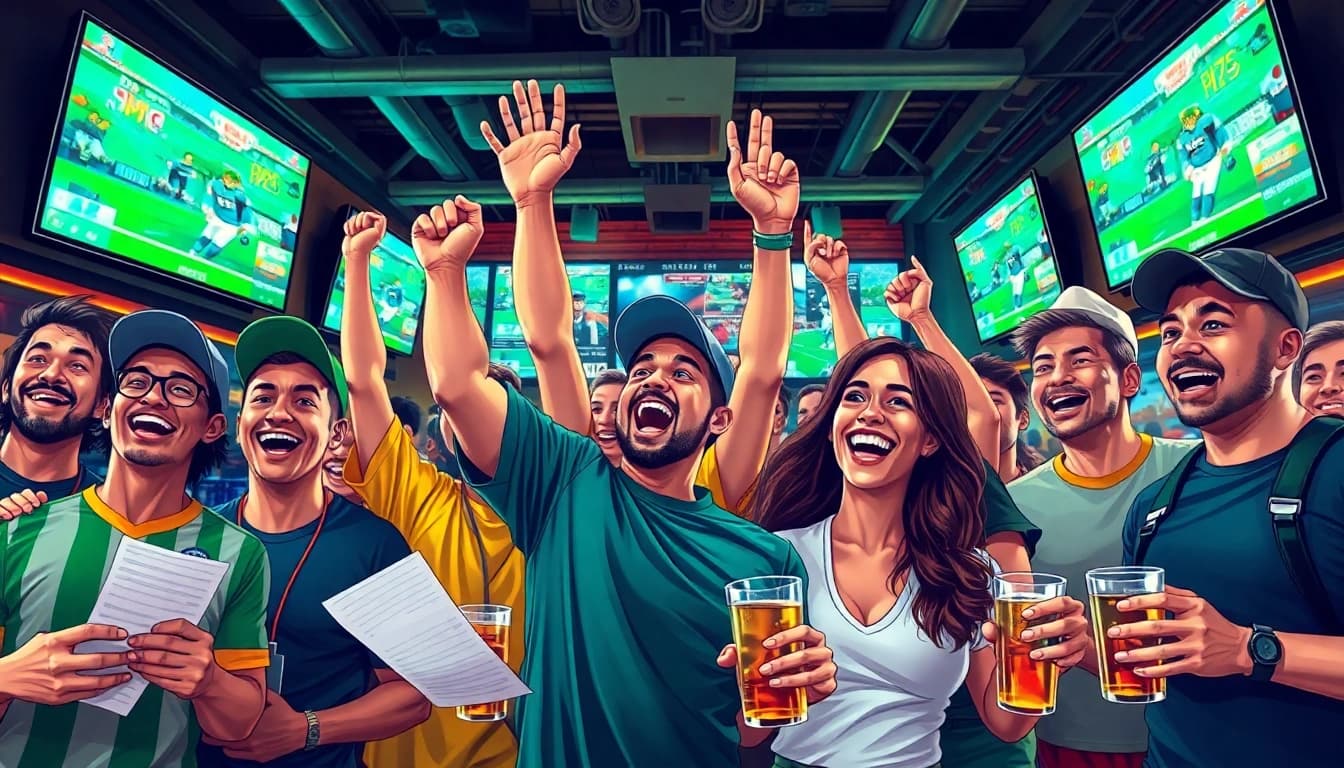 Engaged sports fans celebrating victories at the best sports betting sites for Mexico
