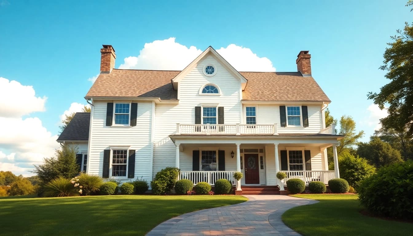 Stunning colonial home build showcasing architectural elegance amidst natural surroundings.