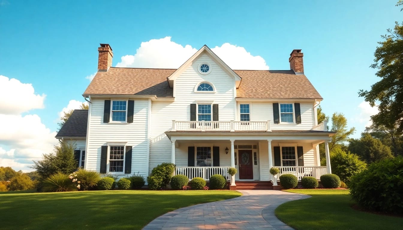 Stunning colonial home build showcasing architectural elegance amidst natural surroundings.