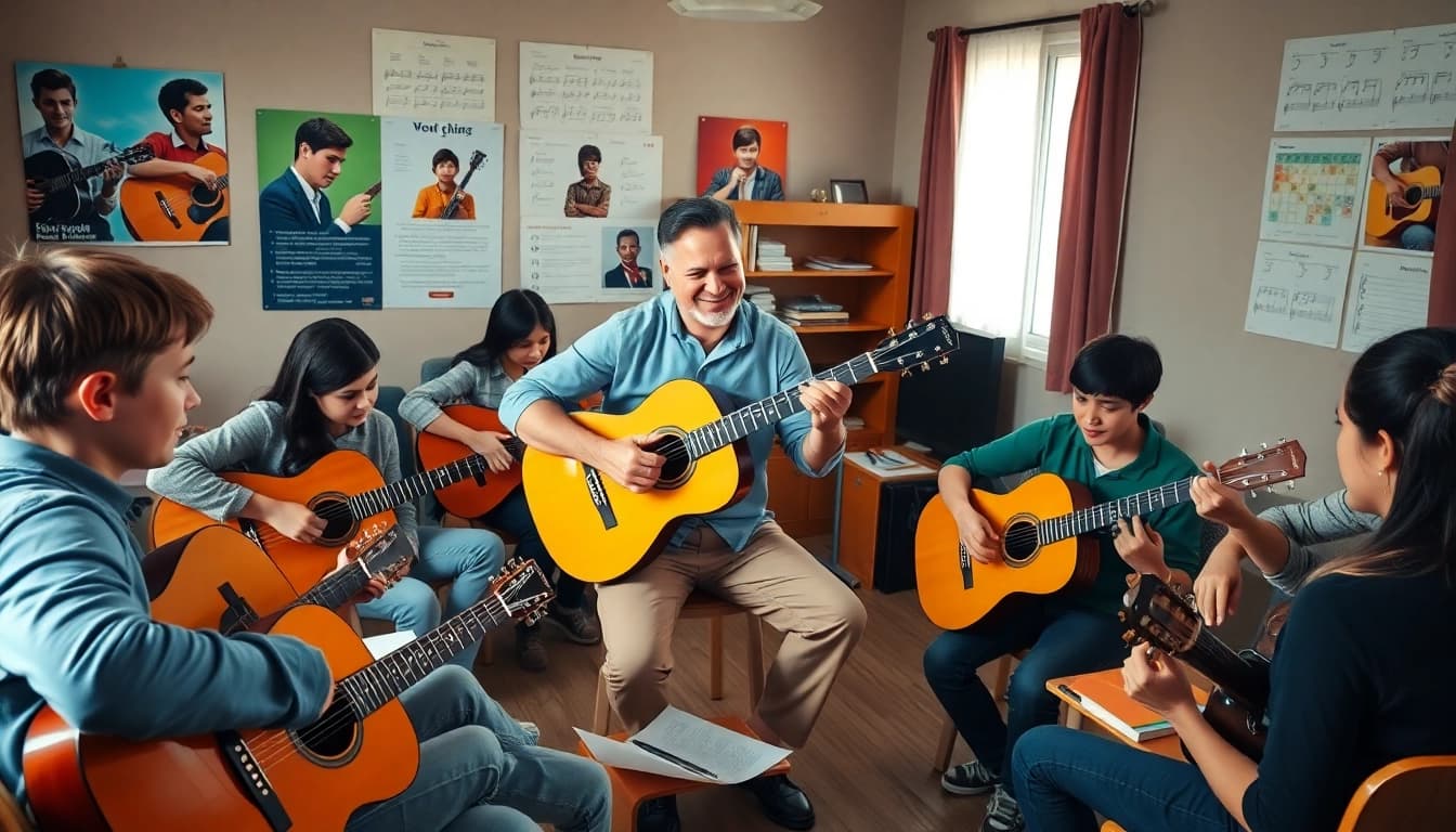 Learn guitar effectively with https://guitarlessons.co.uk, in a diverse classroom setting led by an expert.