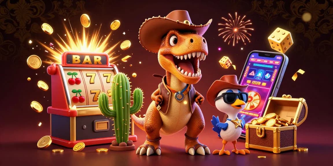 Menangkan jackpot di situs slot gacor dengan karakter kartun dinosaurus dan mesin slot 3D yang meledak.