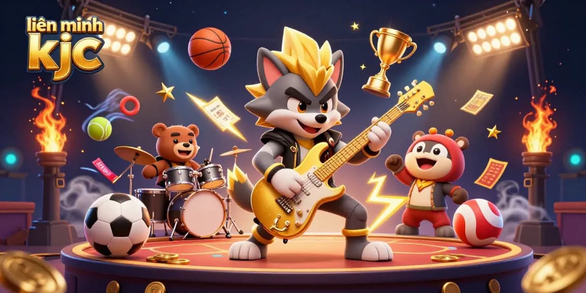 Experience the vibrant energy of liên minh kjc with a rock star wolf in a dynamic casino performance.