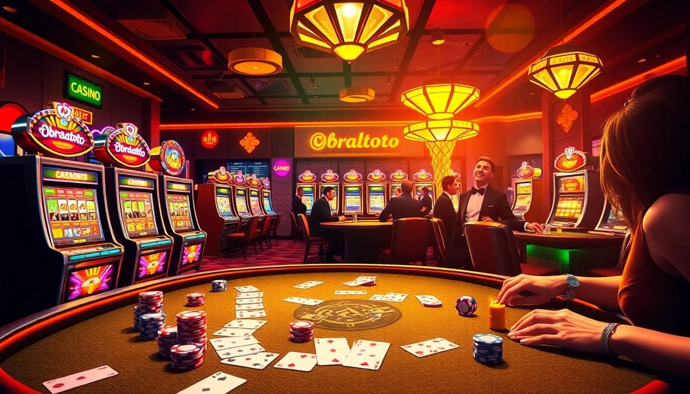 Rasakan kegembiraan obraltoto di kasino yang hidup dengan chip poker, kartu, dan mesin slot yang mendebarkan.