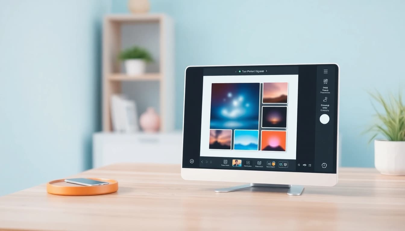 Turn image into square using an online photo editing tool with user-friendly interface and vibrant colors.