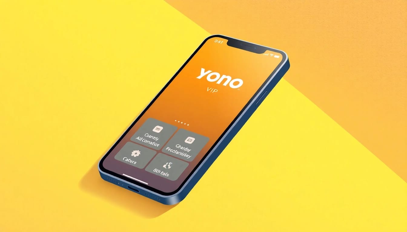 Explore the Yono VIP app interface, showcasing its sleek design and user-friendly features for banking.