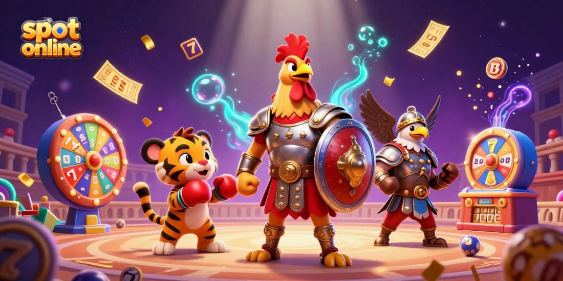 Menangkan slot online dengan menampilkan karakter ayam jantan dan simbol keberuntungan dalam permainan
