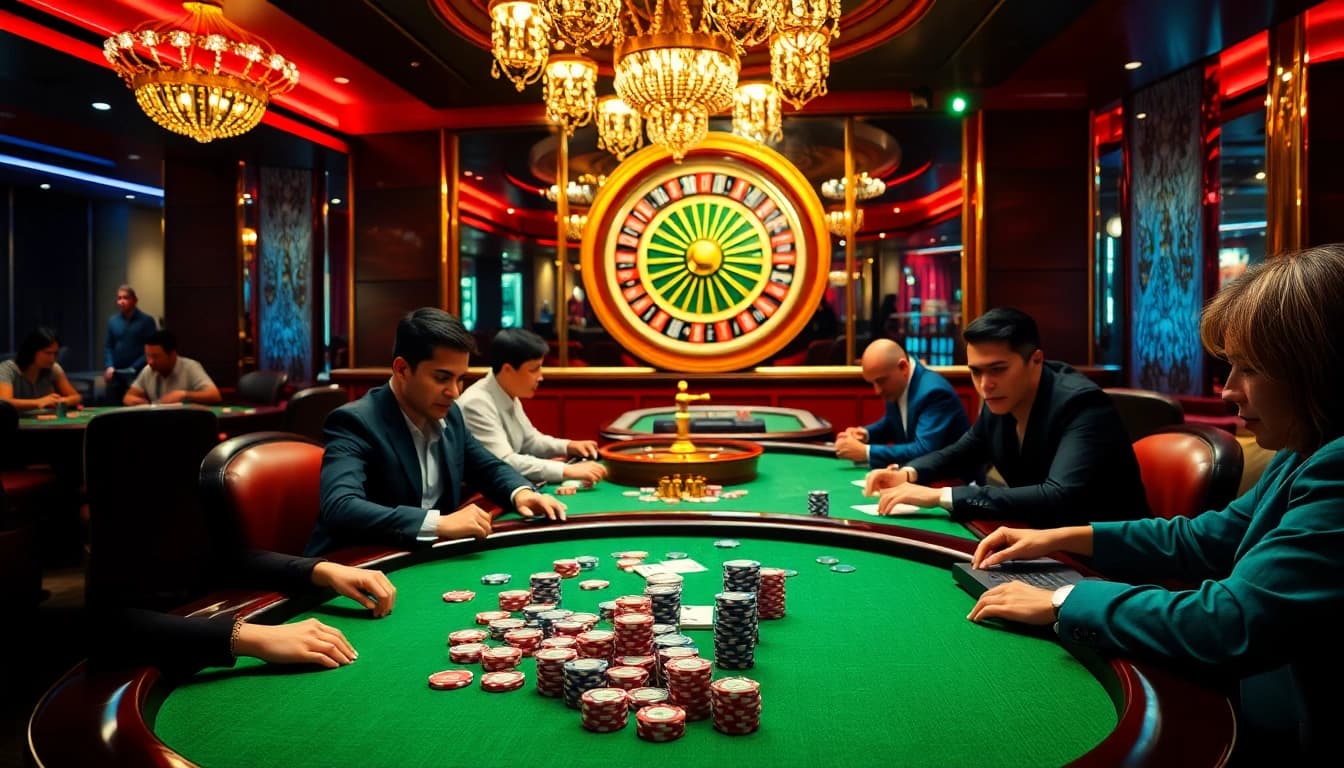 Engaging casino action featuring CM88 gaming elements with poker chips and cards.