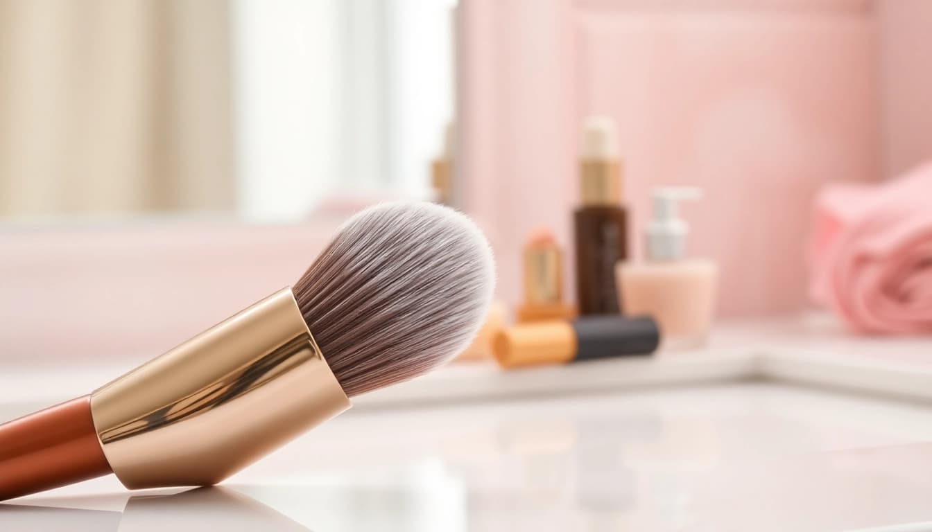 Enhance your look with a quality lip blending brush showcased in elegant composition.