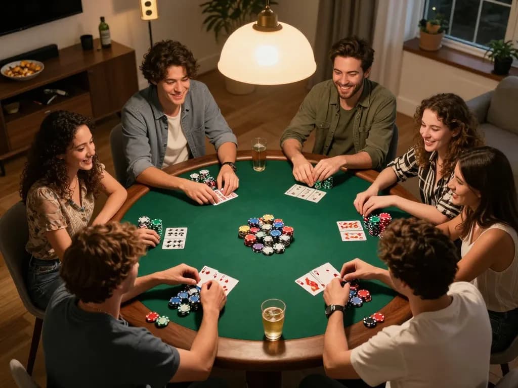 Lô đề online poker night with friends showcasing chips and engaging gameplay in a cozy setting.