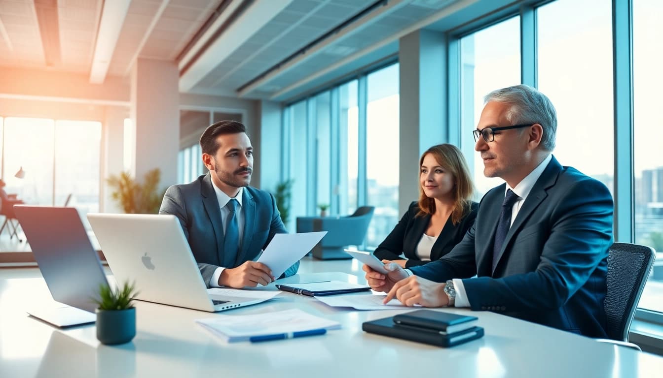 Engaging tax consultants in Kenya providing expert financial advice in a modern office.