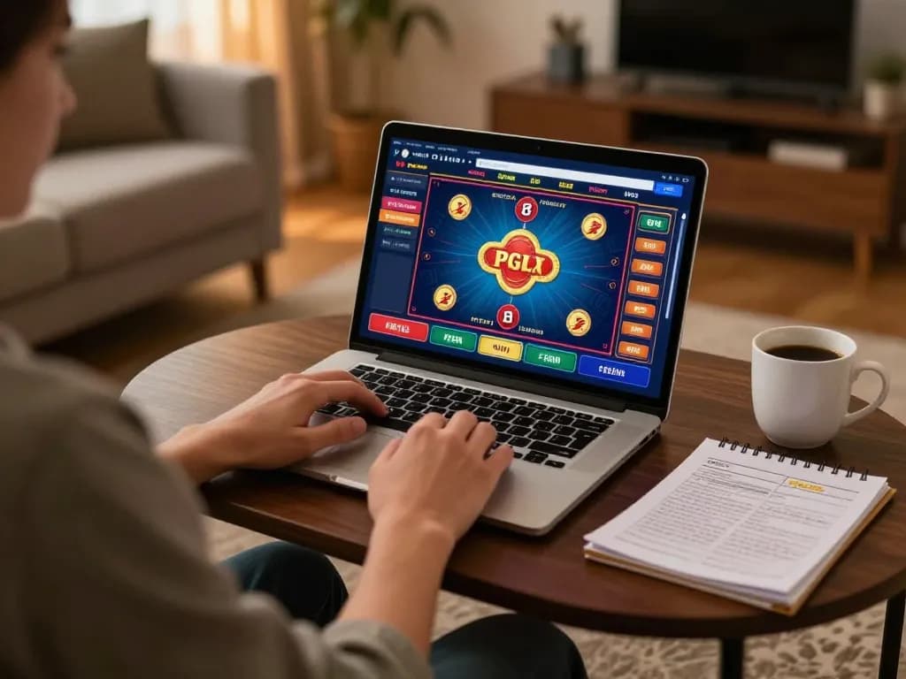 Engaging in online gambling at uu88 com with an inviting home setup featuring a lively game on laptop