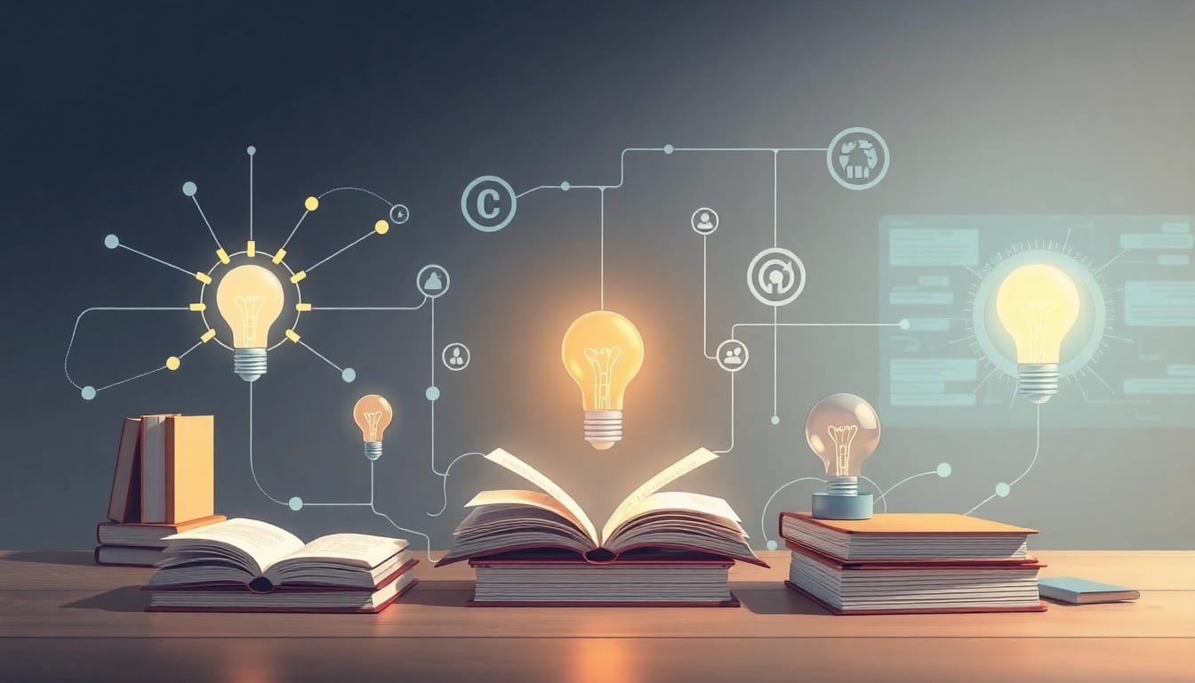 Visualize the flow of information through digital symbols and concepts in a modern infographic.