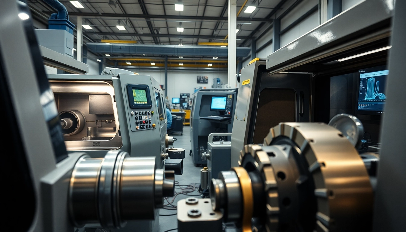 Precision machining at a custom part manufacturer showcasing advanced CNC lathe operations.
