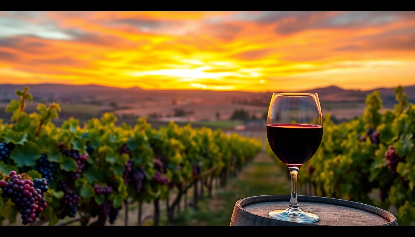 Experience the beauty of Clarksburg wineries with ripe vineyards and sunset hues.
