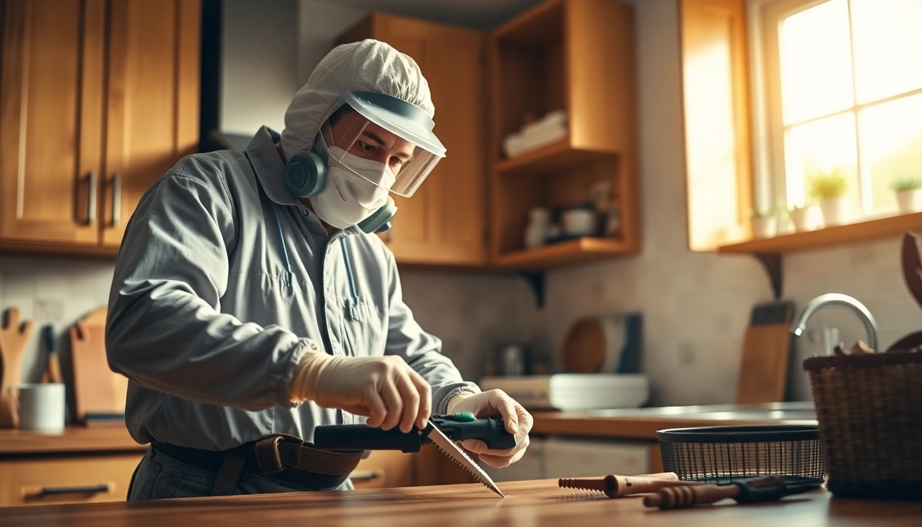Inspecting bugs in kitchen exterminator tools in a bright kitchen environment