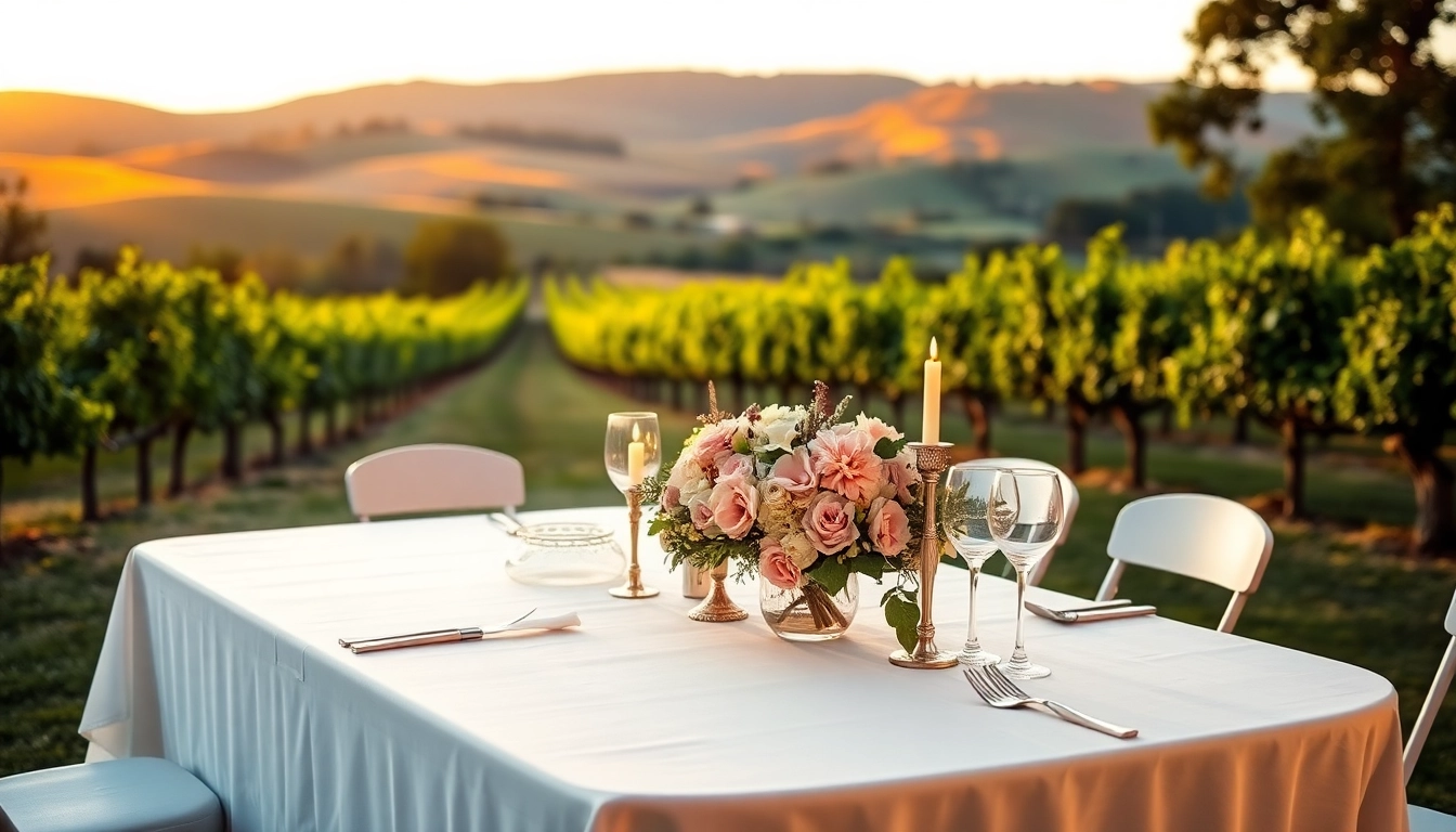 Showcasing northern california wedding venues with charming vineyards and romantic sunset lighting.
