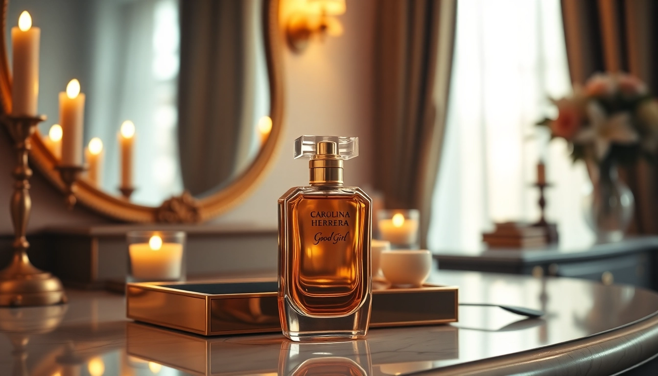 Elegant display of Carolina Herrera Good Girl perfume bottle highlighting its luxurious design.