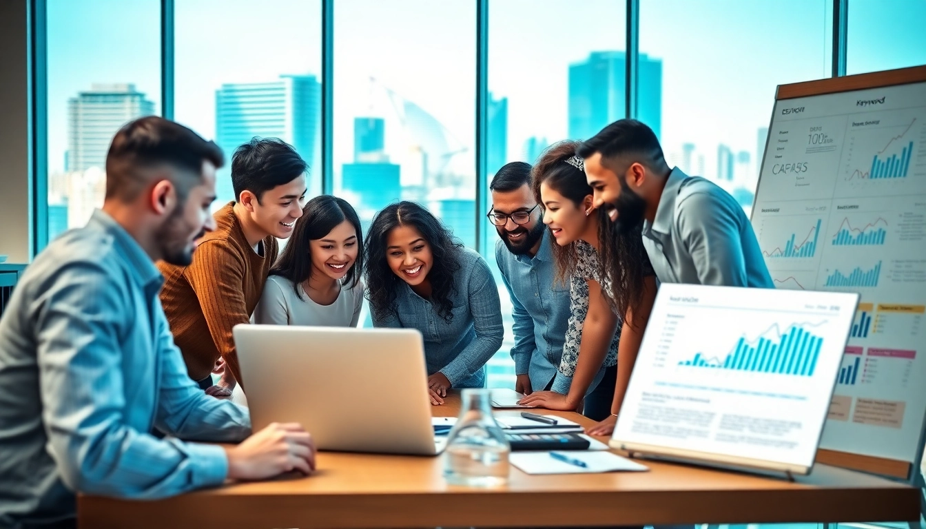 SEO Agentur arbeitet an digitaler Marketingstrategie in modernem Büro.