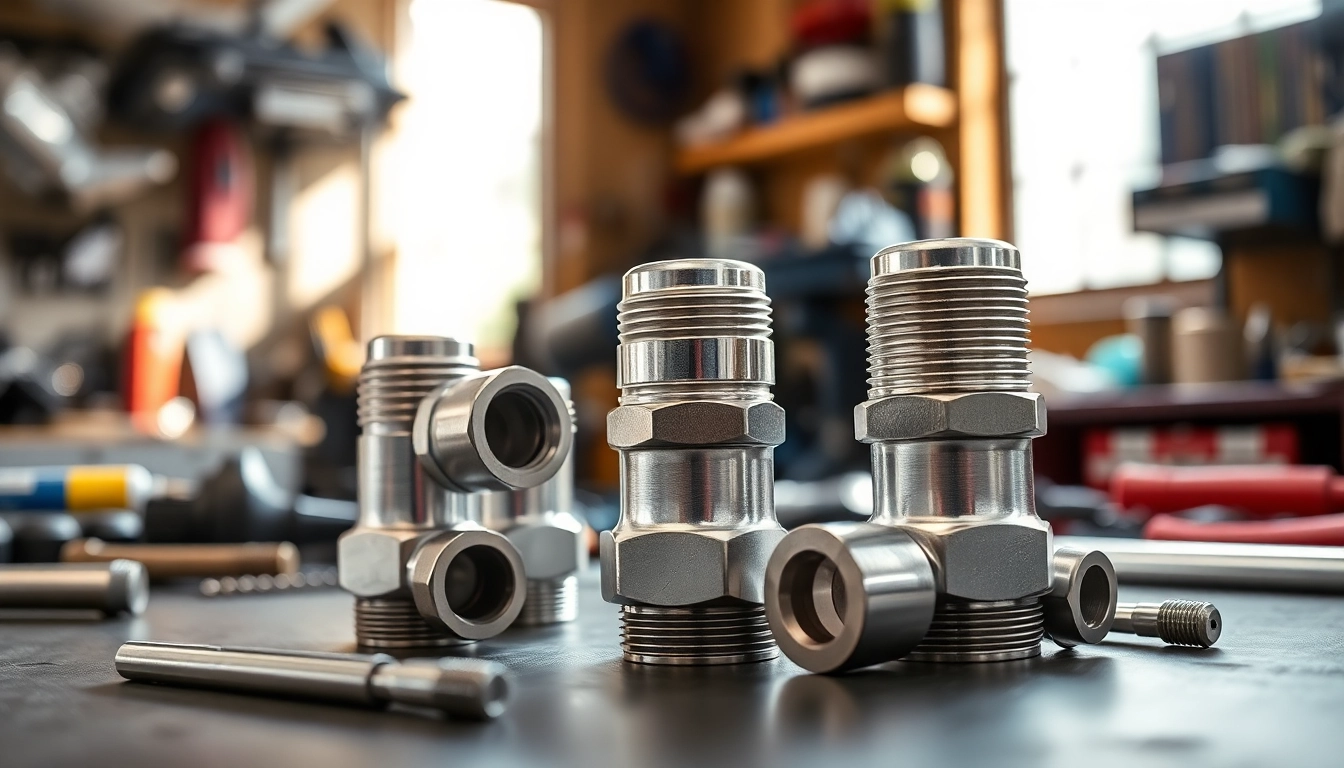 E85-compatible AN fittings glimmer proudly on a workbench, symbolizing quality and precision in automotive design.