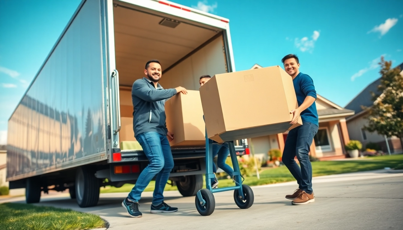Movers Edmonton efficiently handling a residential relocation in a sunny suburban neighborhood.